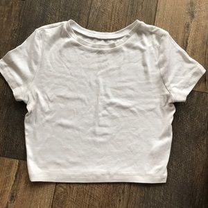 Cropped white tee